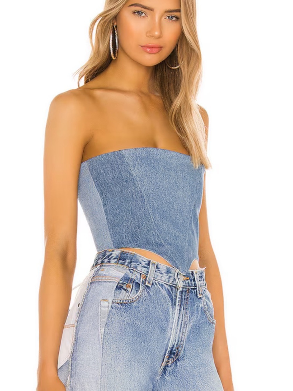 Sami Miro Vintage Corset Top Denim Blue Crop Bustier Revolve S — image 3 of 8